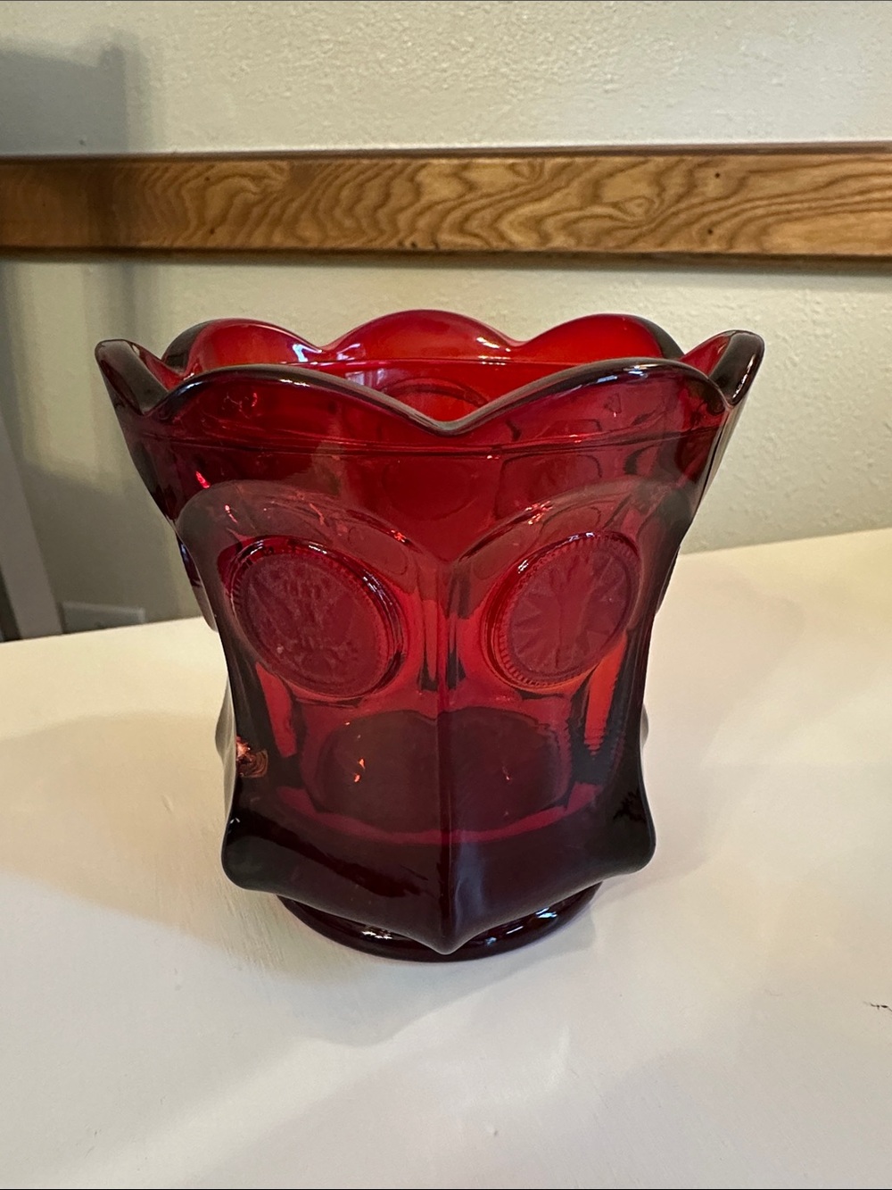 VINTAGE FOSTORIA RUBY RED COIN PATTERN Eagles And Torch’s SUGAR BOWL WITHOUT LID